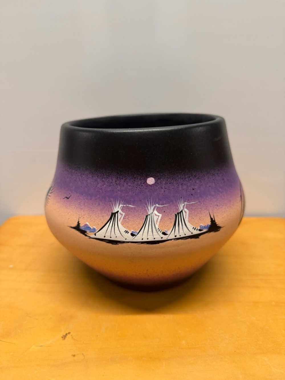 Hand-Painted Southwestern Ceramic Cedar Mesa Pottery Purple Sunset spirit dancer